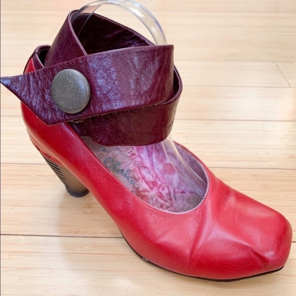 Irregular Choice Shoes - IC red & purple ankle strap heels, size 41